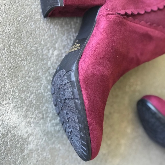 2 Left! Nature Breeze Wine Faux Suede Heel bootie - Picture 6 of 7